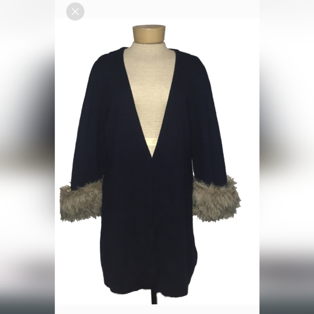 Soft Surroundings Vneck Cardigan w/faux fur cuffs